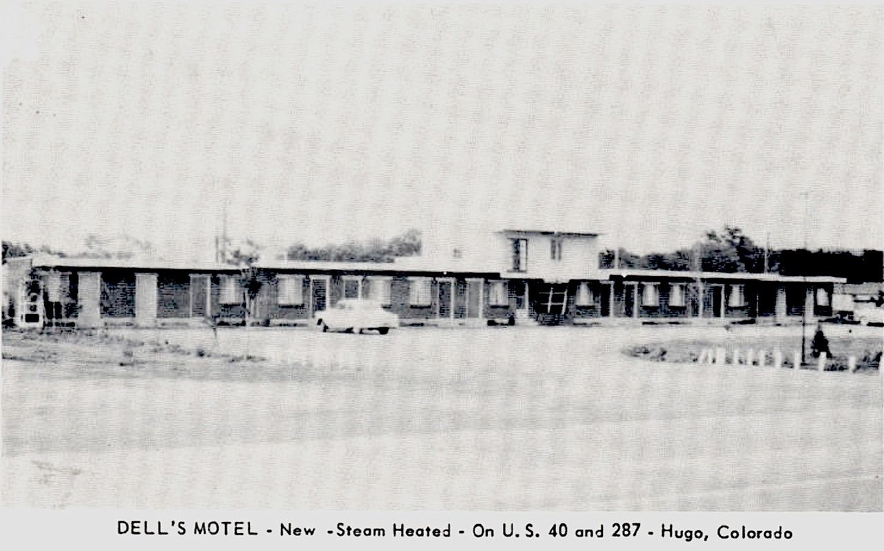 Dell's Motel vintage 1950s postcard — historic roadside motel Hugo Colorado Eastern Plains